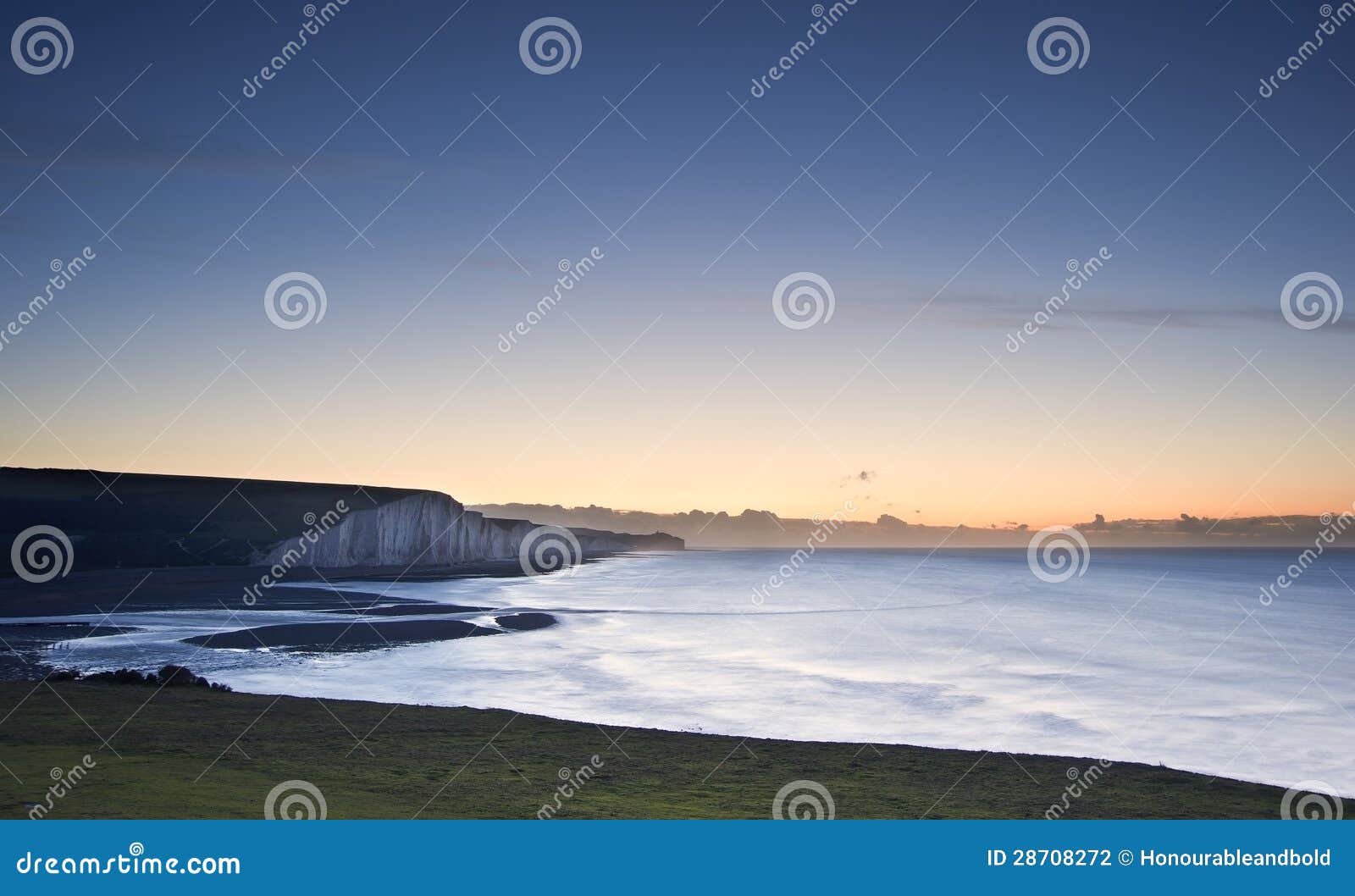 Seven Sisters Chalk Cliffs Winter Sunrise Stock Photo - Image of motion ...