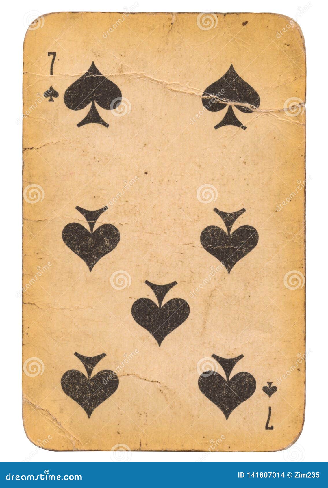 Seven Of Spades Old Grunge Soviet Style Playing Card Stock Photography ...
