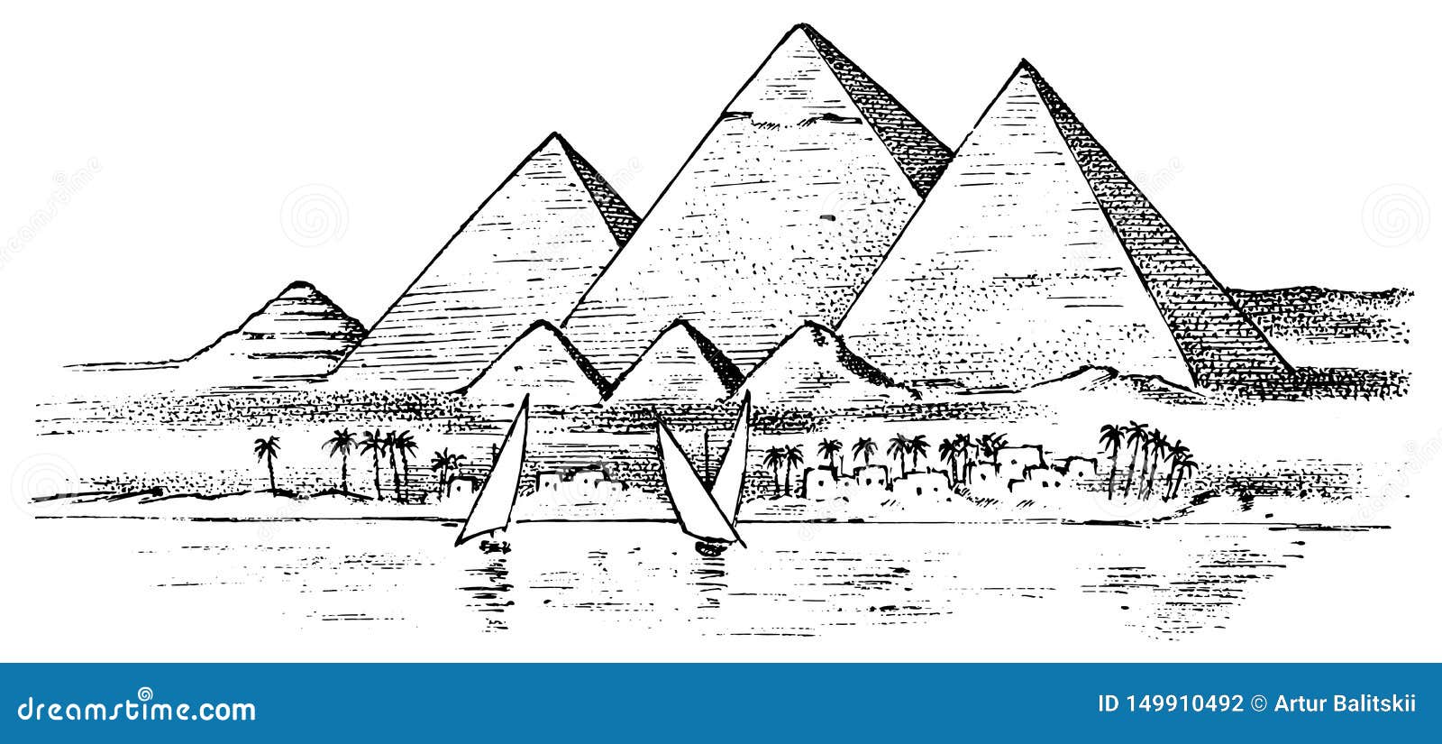 The Great Sphinx And The Pyramid In Giza, Cairo, Egypt. Hand Drawn Sketch.  Vector Illustration Royalty Free SVG, Cliparts, Vectors, And Stock  Illustration. Image 122410167.