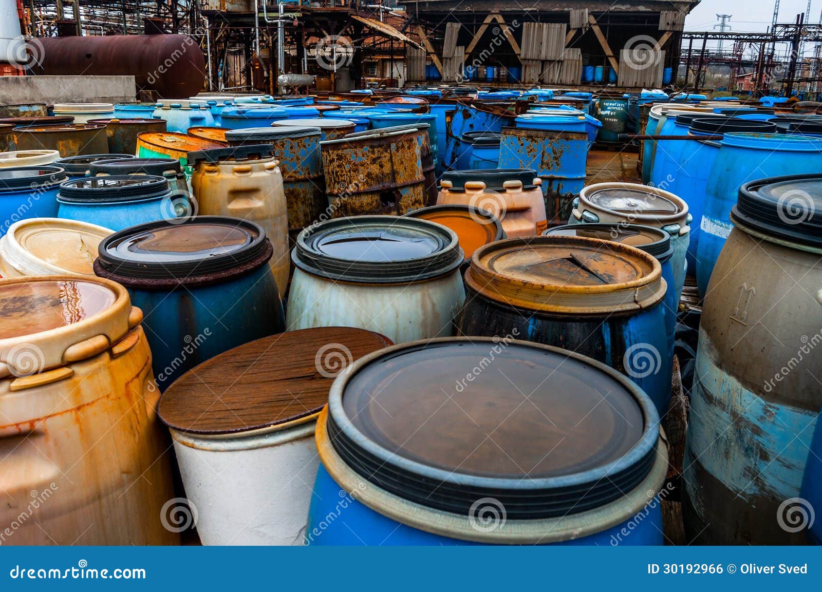 Several Barrels Of Toxic Waste Stock Photo Image of fear, garbage