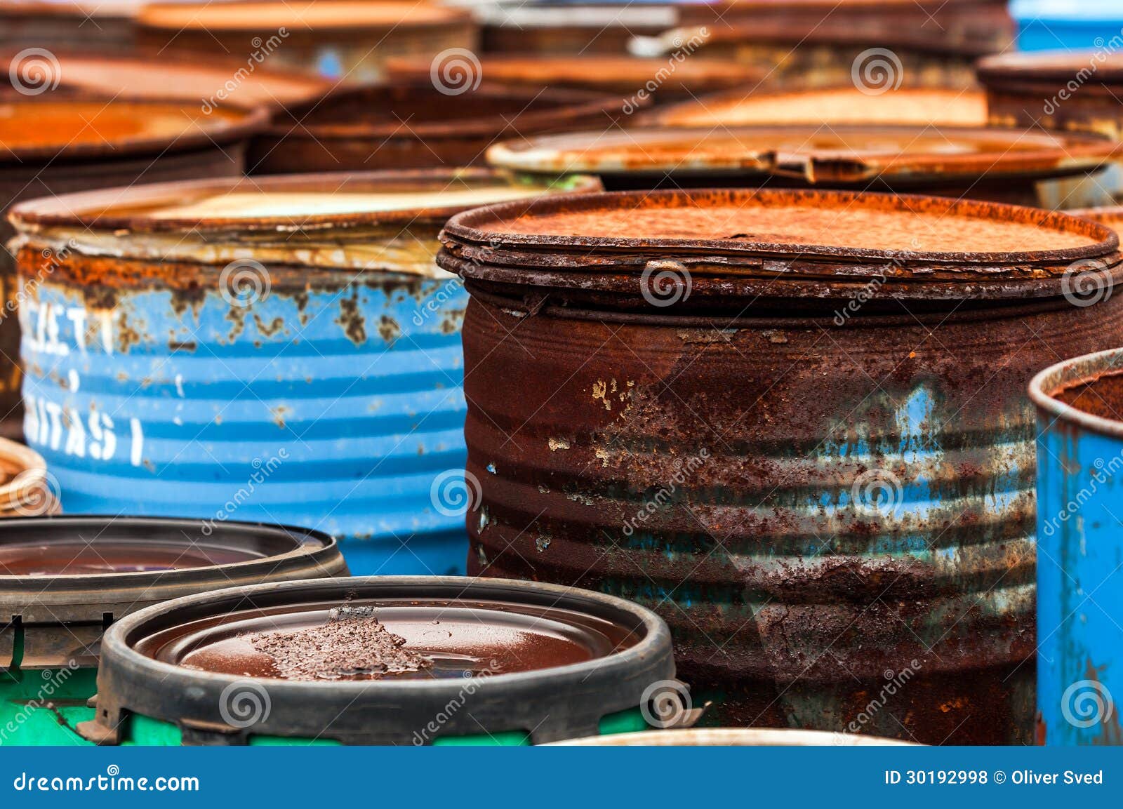 Several Barrels of Toxic Waste Stock Photo Image of danger