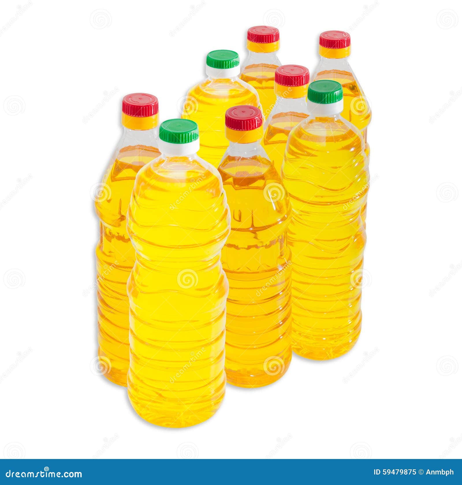 Several Bottles of Sunflower Oil on a Light Background Stock Image