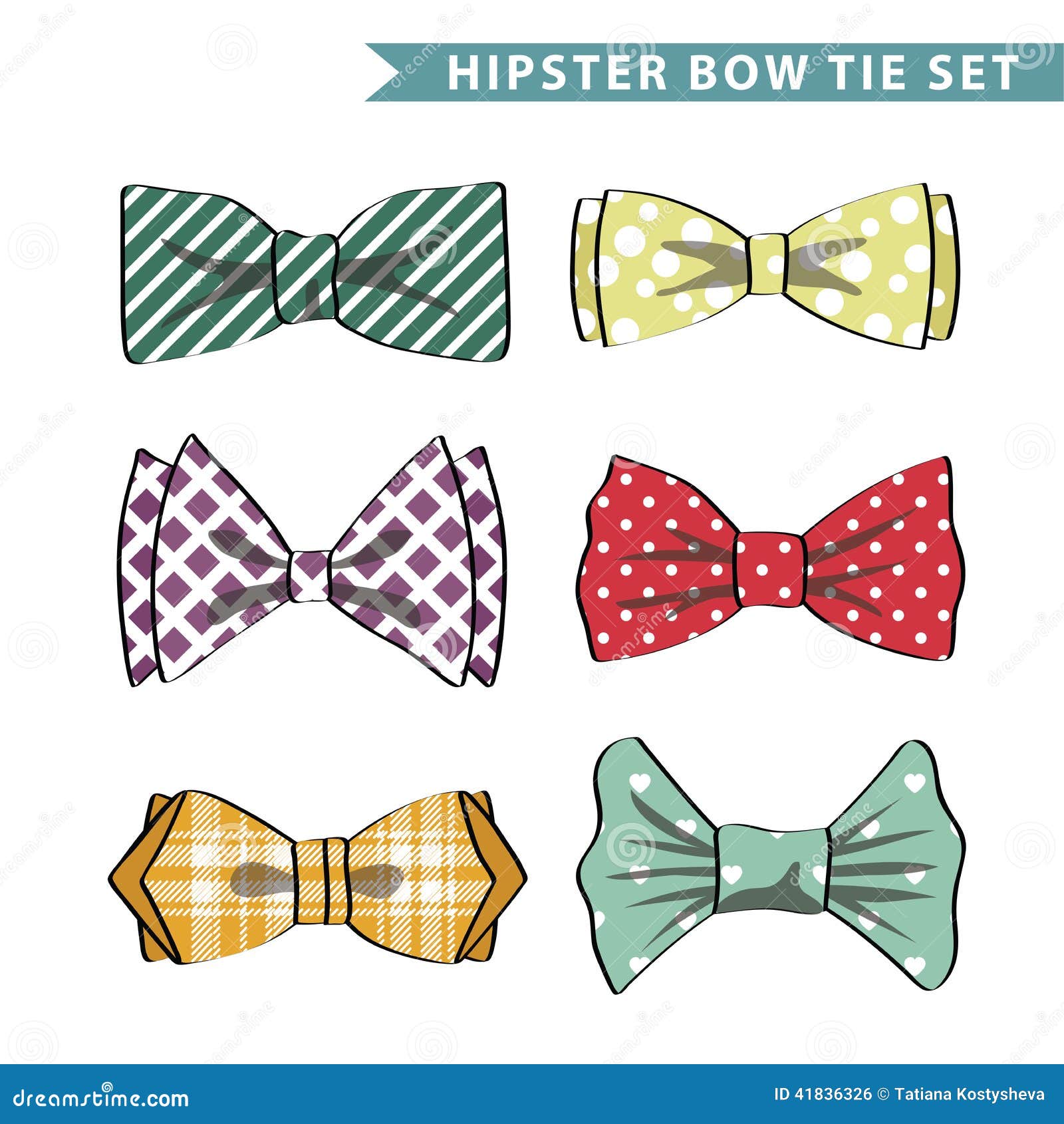 Several Colored Bow Tie with Simple Pattern Stock Vector - Illustration ...