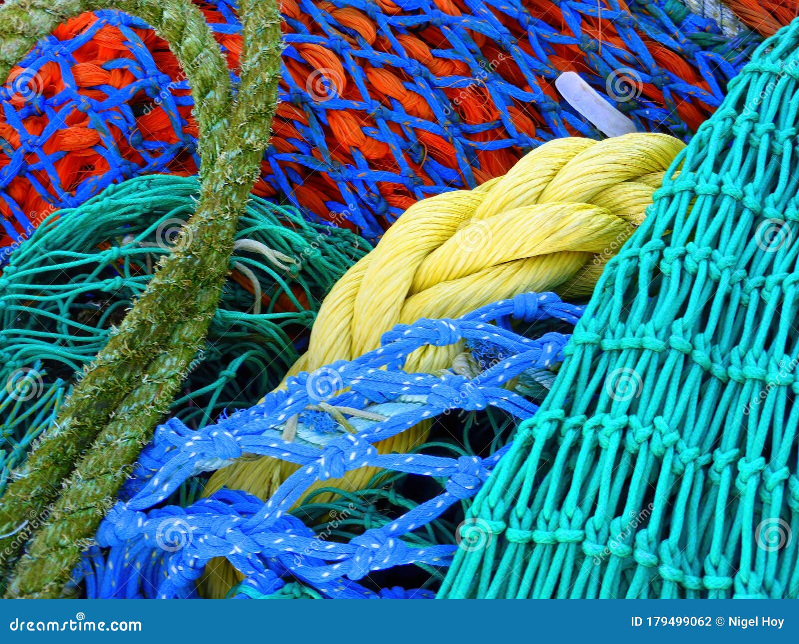 Colourful Fishing Nets and Ropes Stock Photo - Image of string, nylon:  179499062