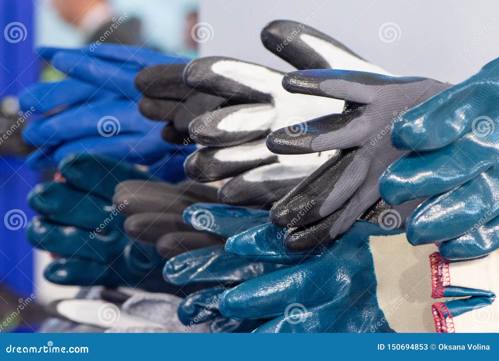 Several Different Textile Rubber Gloves for Workers for Protection and