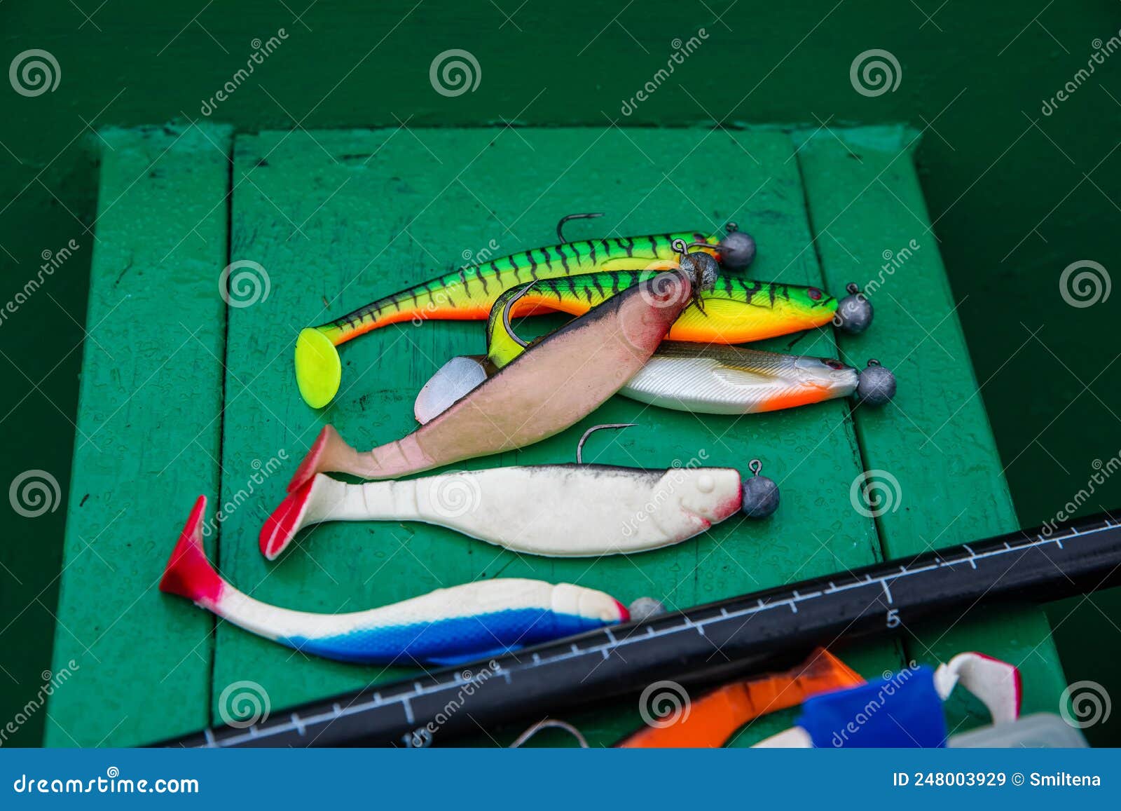 Jig Silicone Fishing Lures in Plastic Tackle Lure Box. Silicone