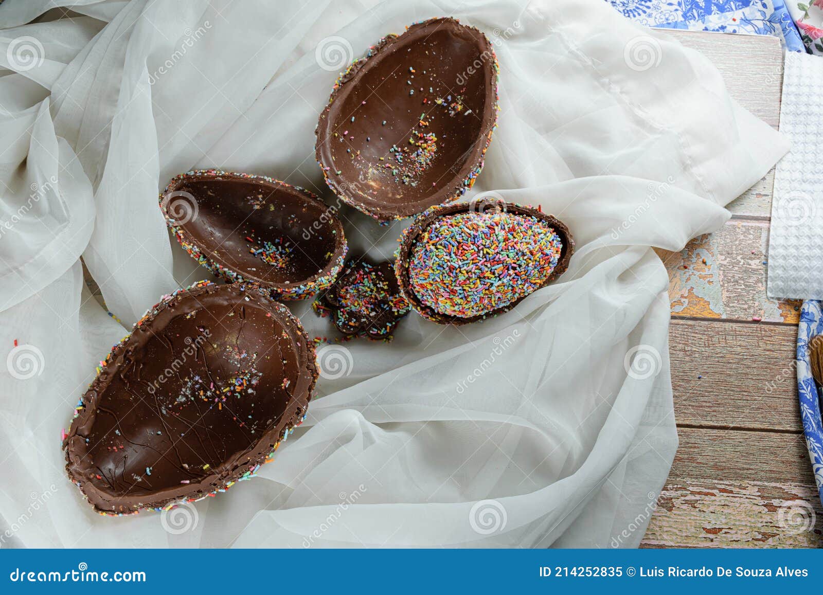 Several Half of Easter Eggs Inside Each Other. Covered with Colorful