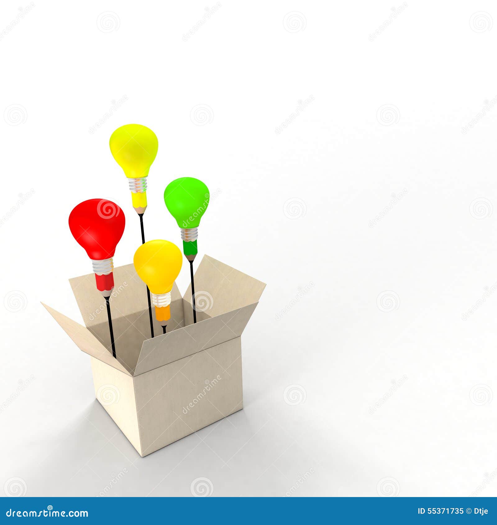 Several Ideas Emerging From An Idea Box. Metaphor Concept. Stock