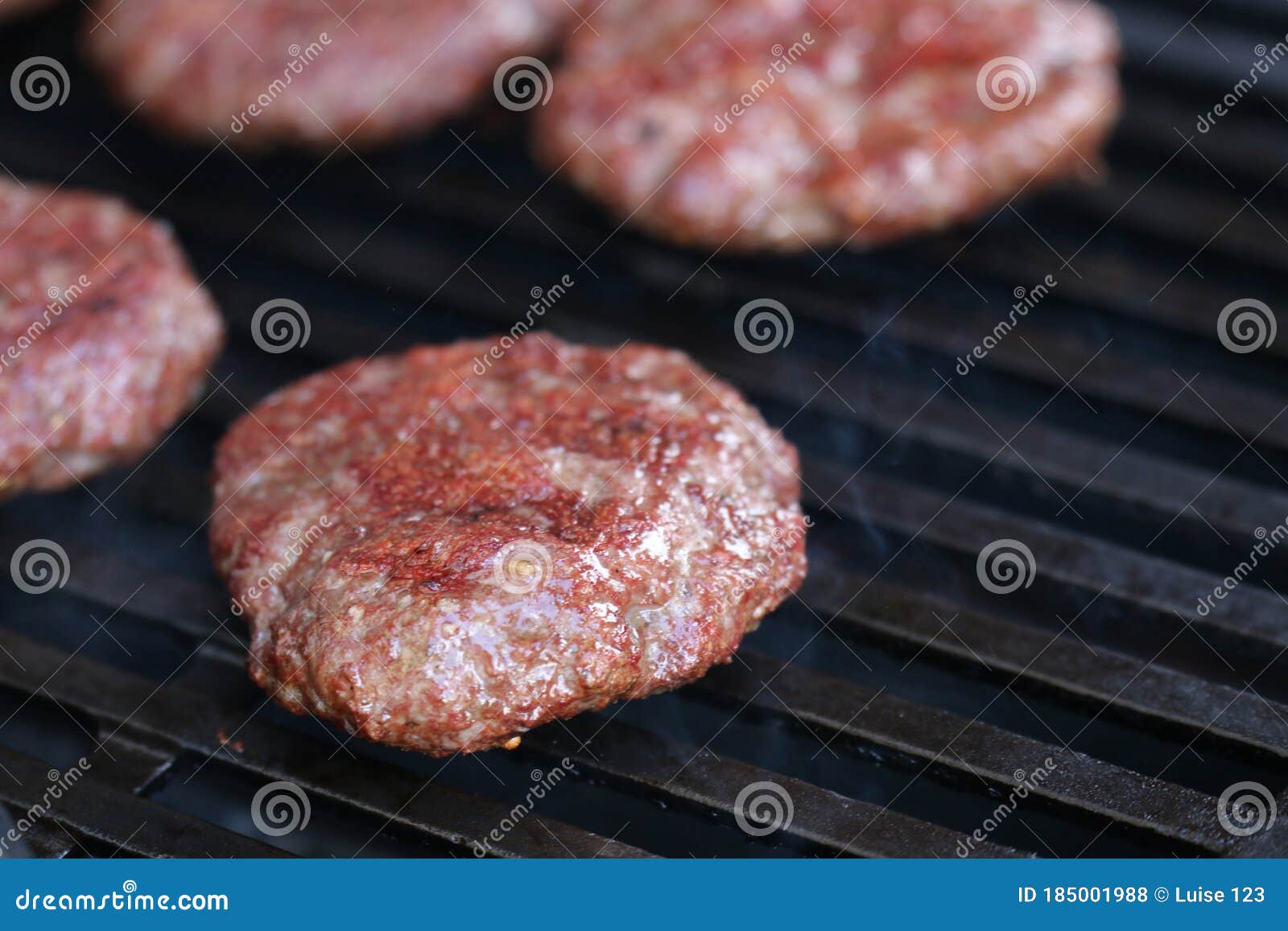 Several Minced Steaks on the Gas Grill Stock Photo Image of closeup