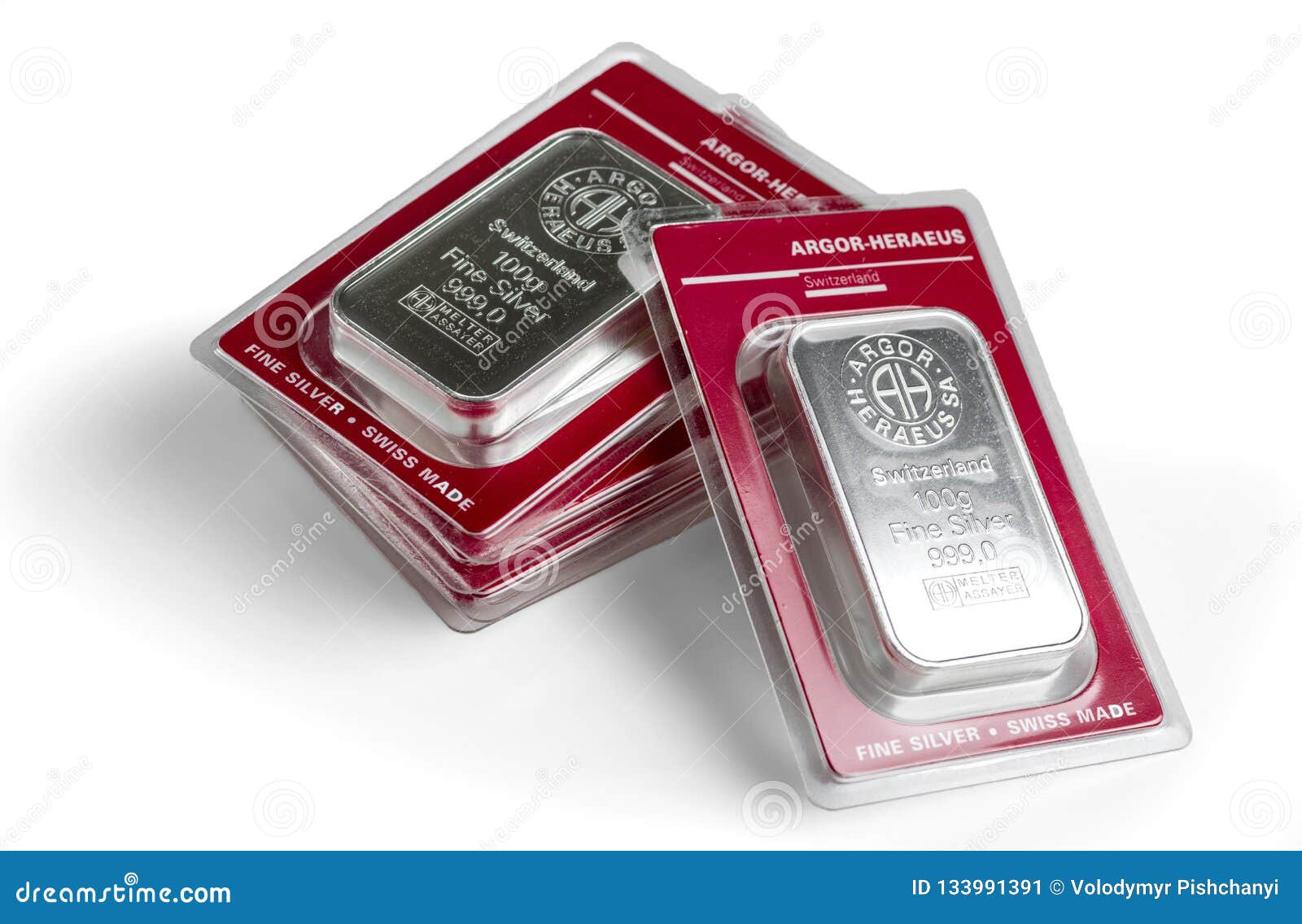 Several Minted Silver Bars In Transparent Blister Pack Produced By The