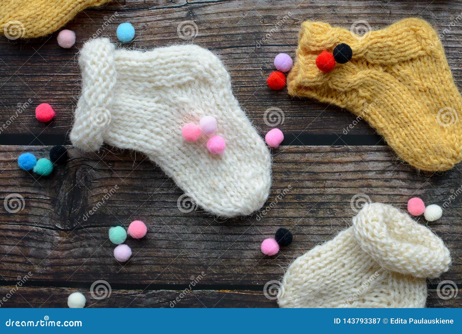 Several Pairs of Handmade Woolen Socks for Newborn Stock Image - Image ...