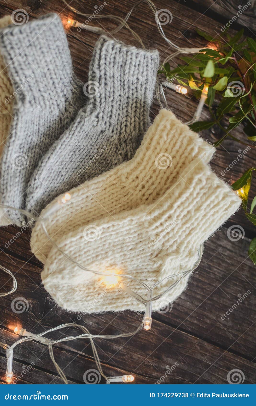 Several Pairs of Woolen Newborns Socks, on Dark Background Stock Photo ...