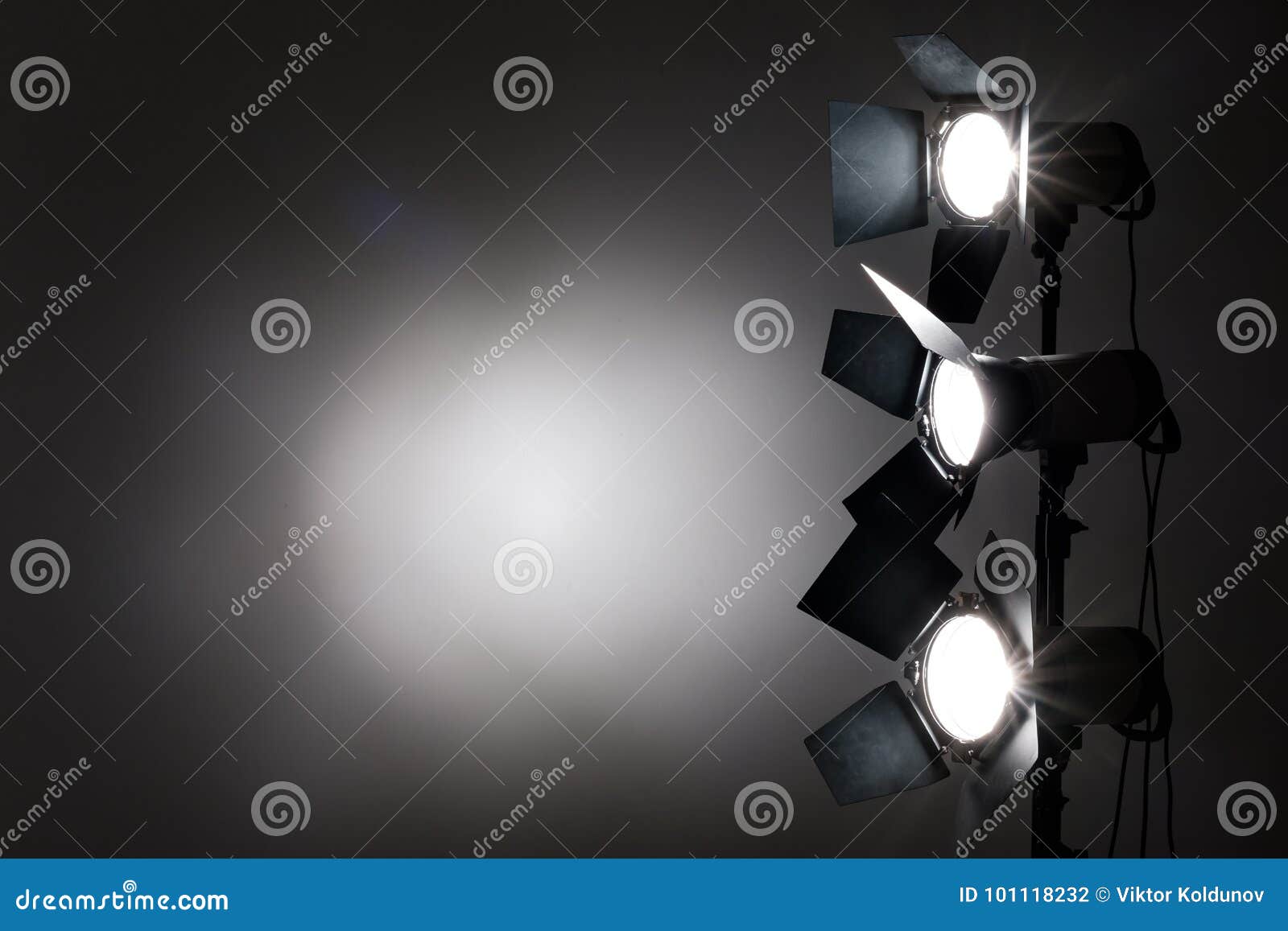 Several Reflectors on the Black Background in Photo Studio. Stock Photo ...