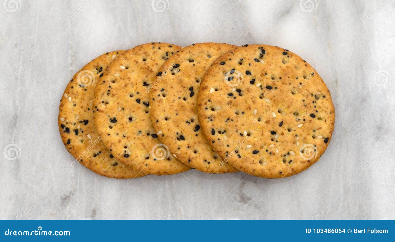 Several Multi Grain Crackers on a Cutting Board Stock Photo Image of