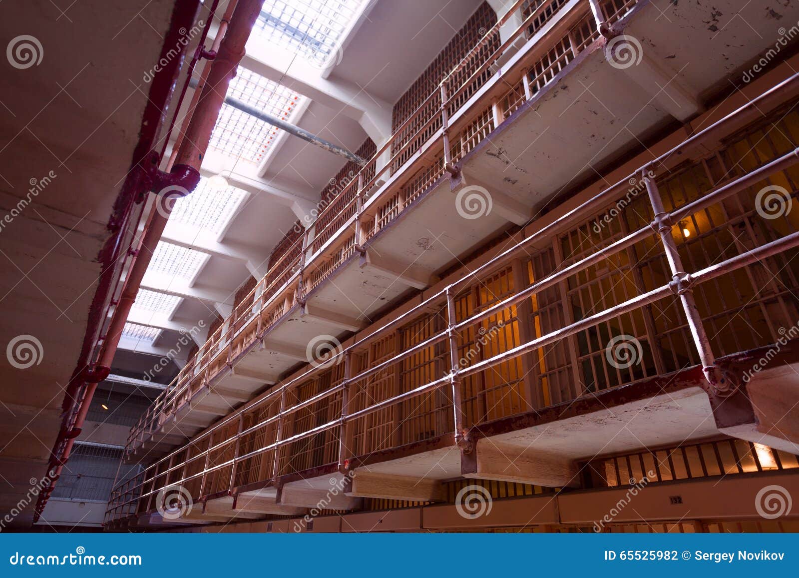 Several Rows of Cells and Bars in Prison Stock Photo Image of