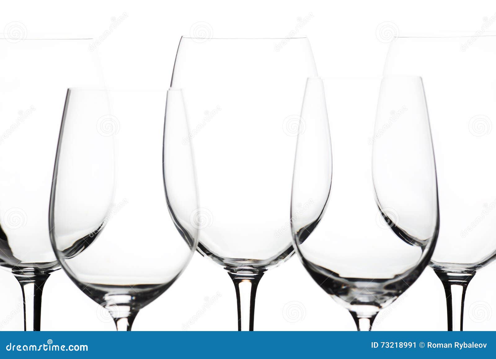 Several Same Empty Wine Glasses on the White Background Stock Image