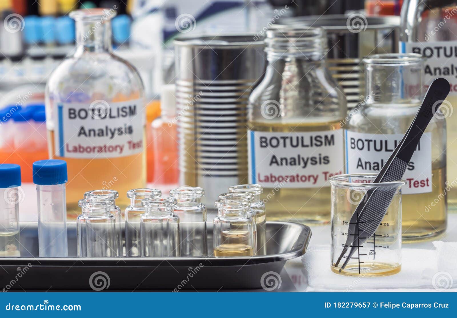 Several Samples of Tin Cans, Botulism Infection in Sick People Stock