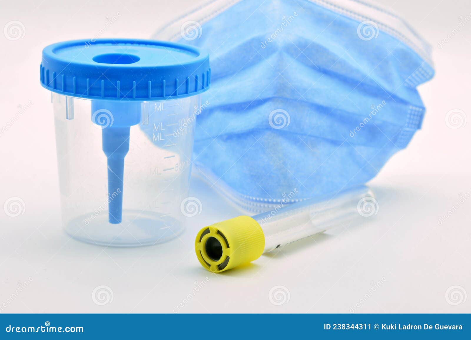 urinalysis containers,  on white background