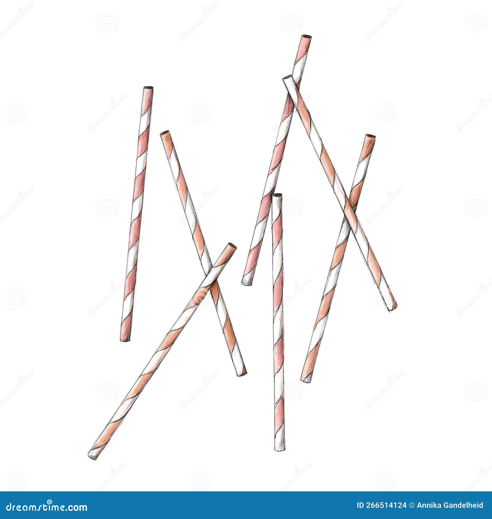 Several Straws Mixed Up with Stripes Stock Illustration Illustration