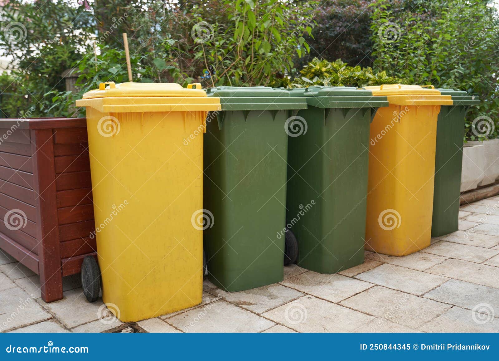 Several Trash Plastic Bins for Sorting Waste Stock Image Image of