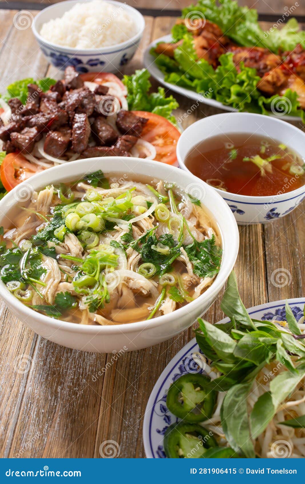 Several Vietnamese Entree, Chicken Pho Stock Image Image of bowl