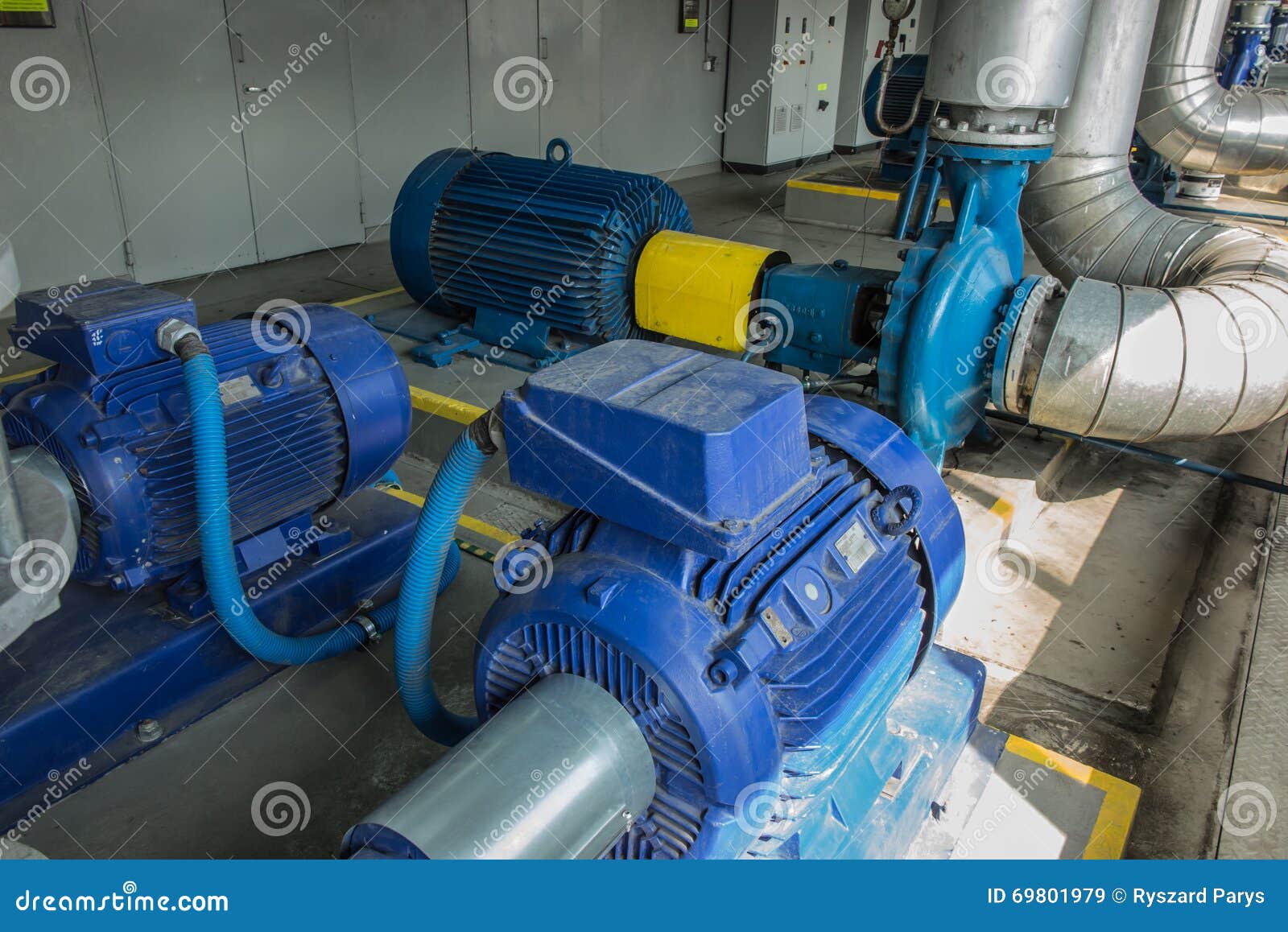 Several Water Pumps with Large Motors Stock Image Image of gauge