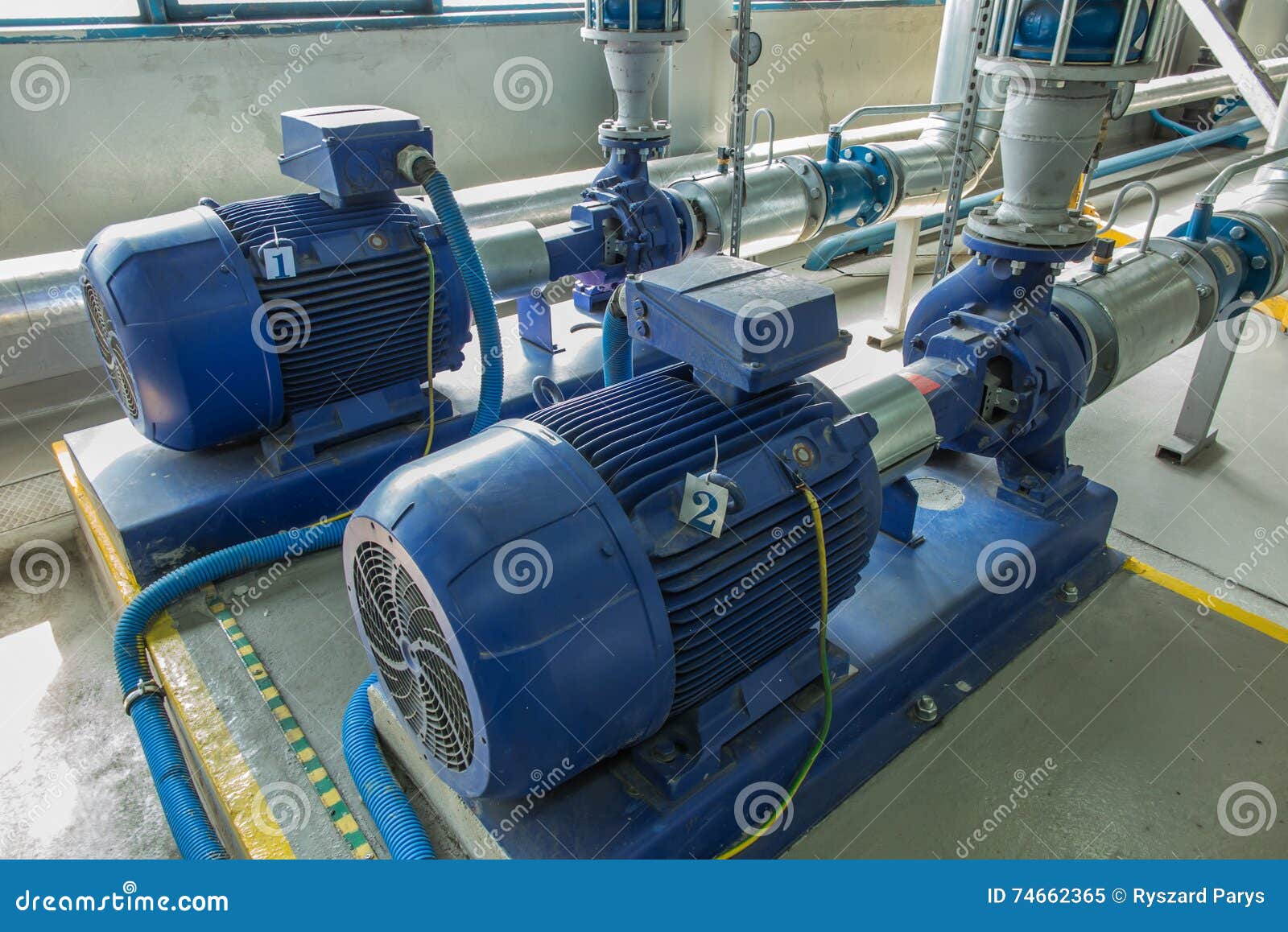 Several Water Pumps with Large Motors Stock Image Image of