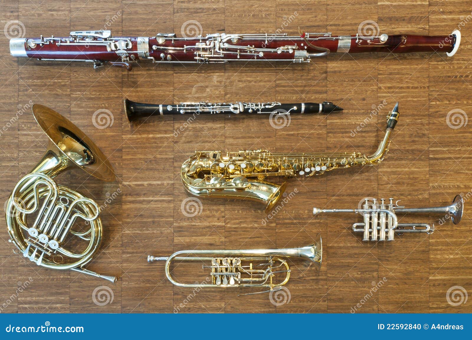 several wind instruments