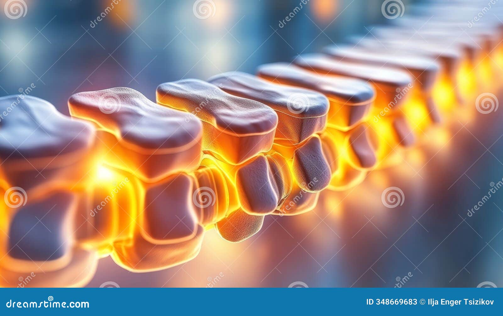 severely degenerated spinal discs 3d rendering showcasing reduced disc height and bone spurs