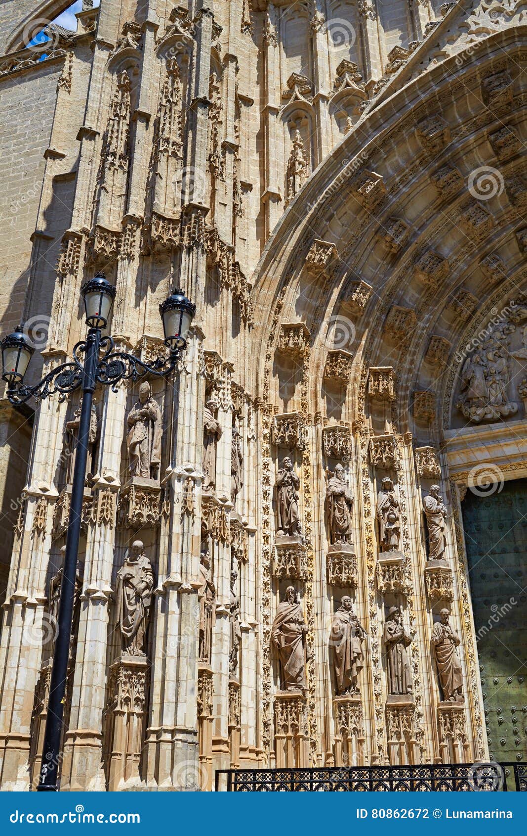 seville cathedral facade in constitucion spain