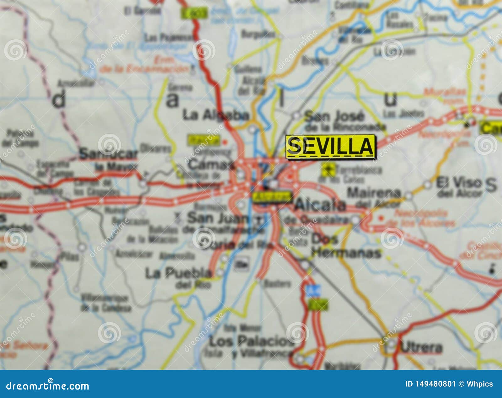 Seville City On Map Spain Stock Image Image Of Destination 149480801