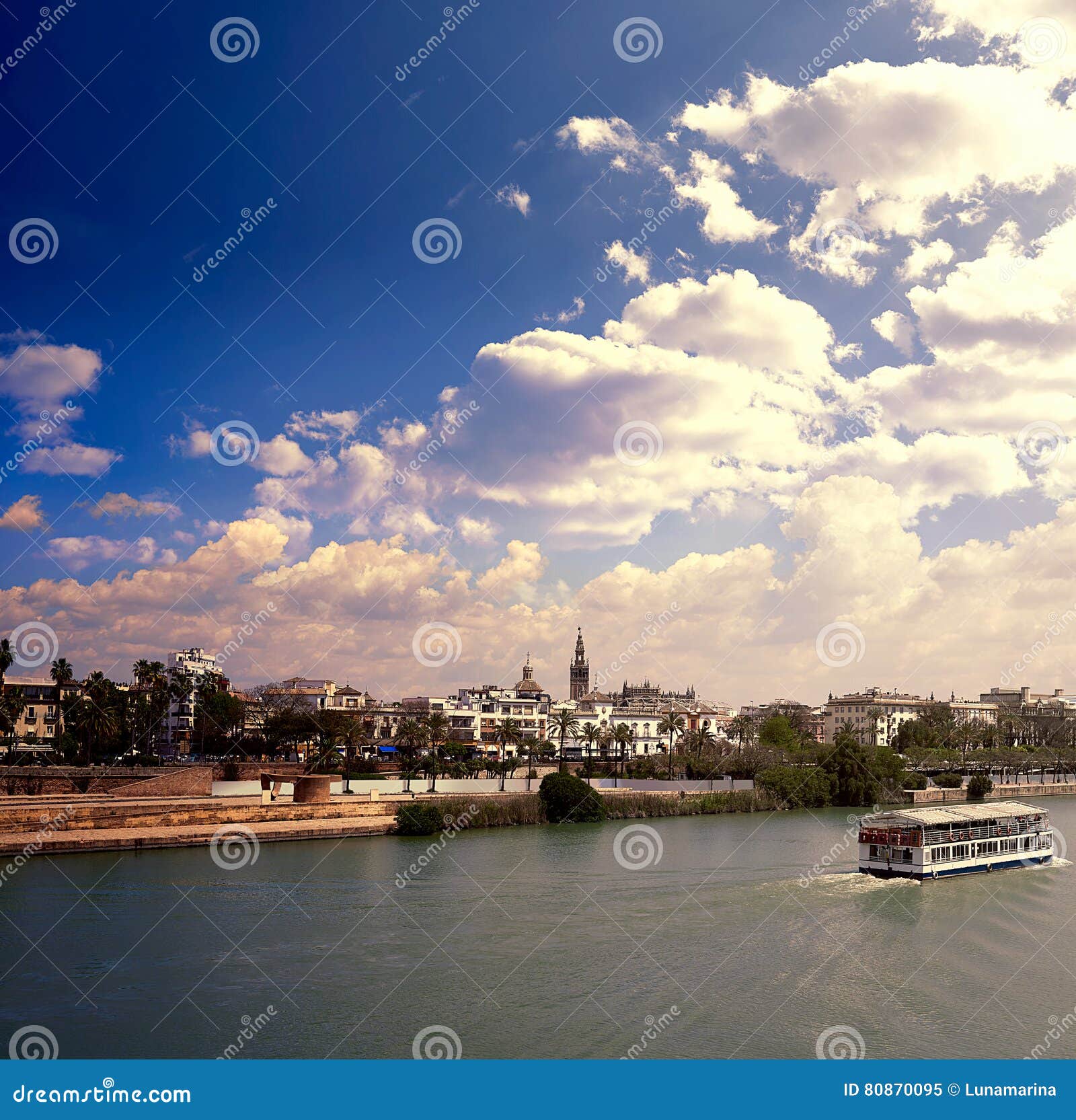 seville skyline and alfonso xiii channel andalusia