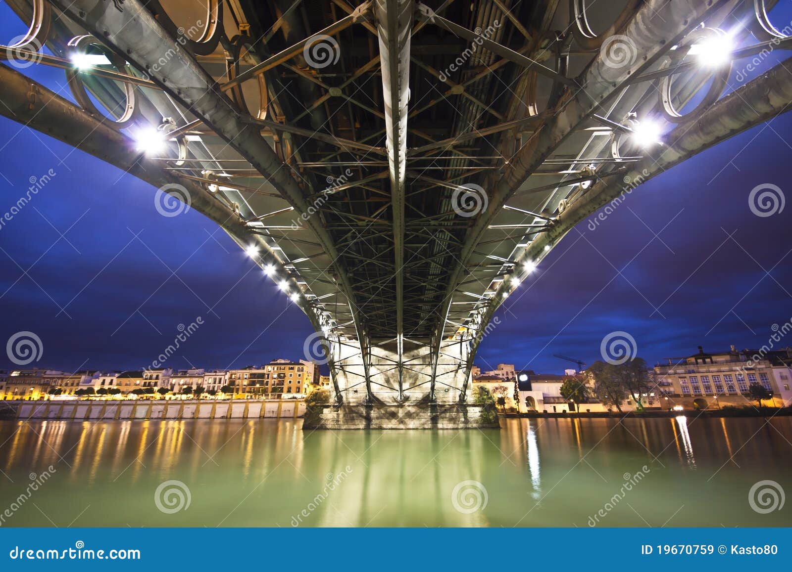 sevillie, panorama under the triana bridge.