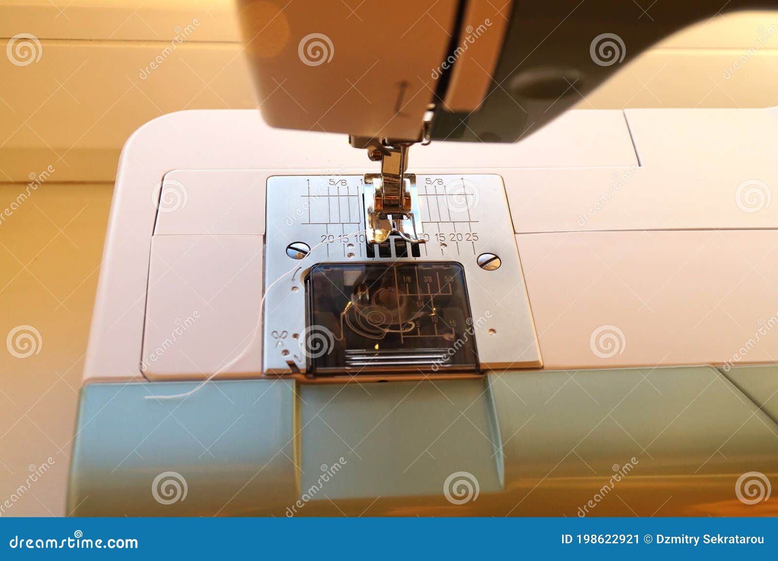 Sewing on a Modern Sewing Machine Stock Image Image of plastics