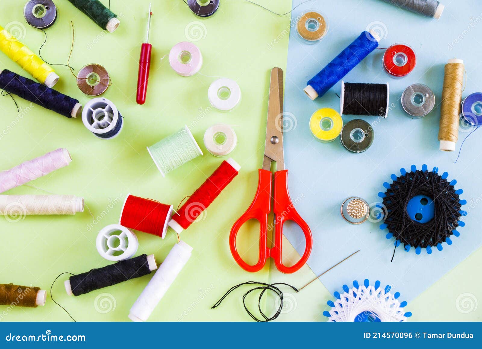 Sew Set, Sew Things, Needle and Saw Stock Photo Image of color