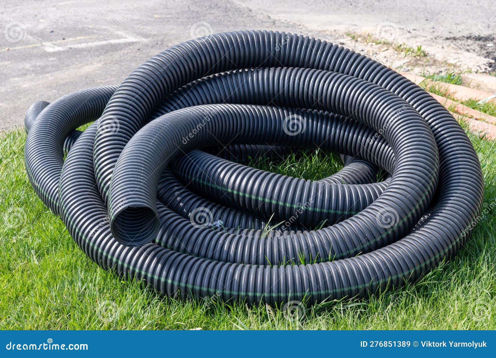 Sewer plastic black pipe stock image. Image of transit 276851389