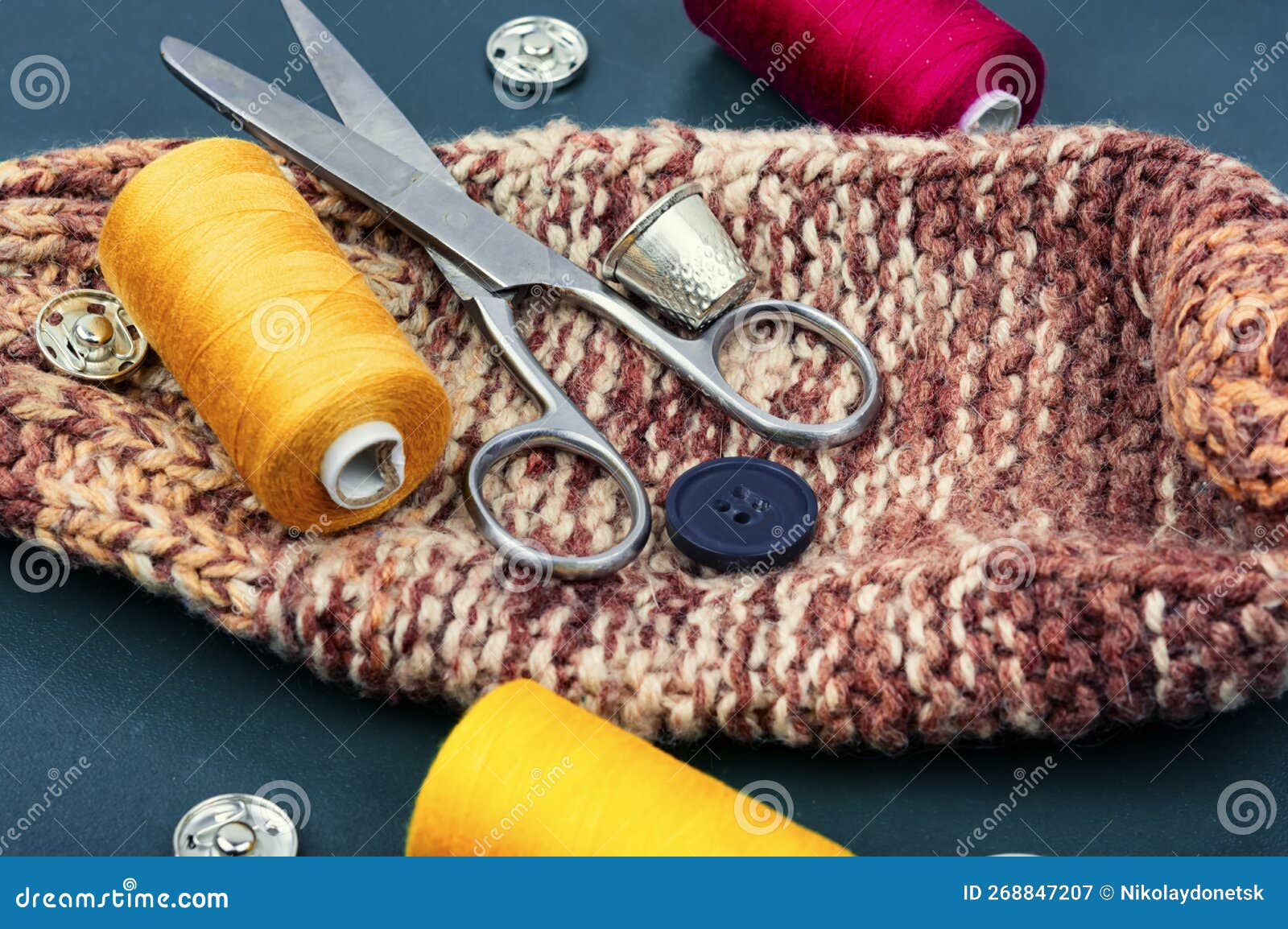 Sewing Accessories and Fabric Stock Image Image of colorful, female