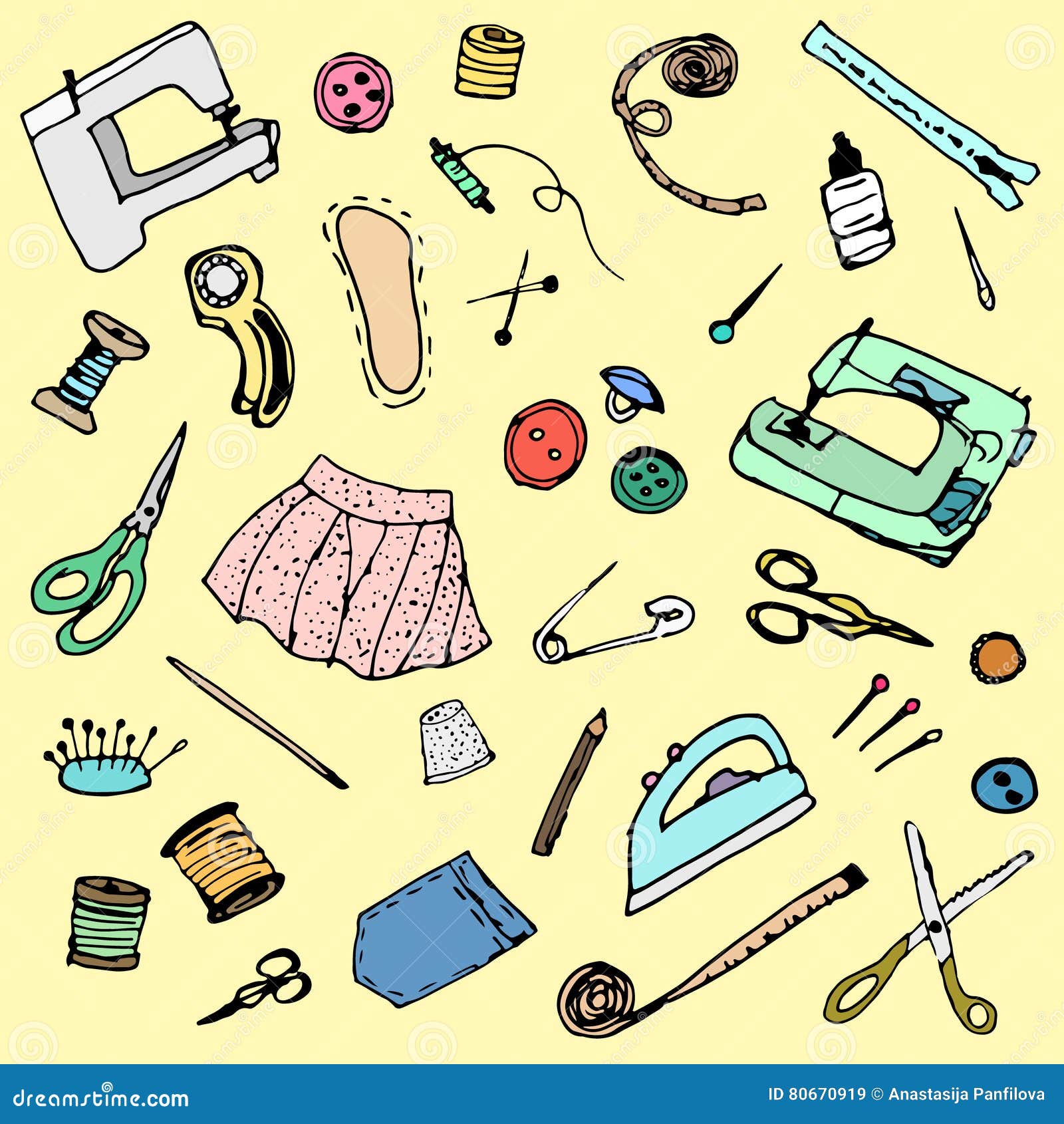 Sewing accessories set. stock vector. Illustration of background - 80670919