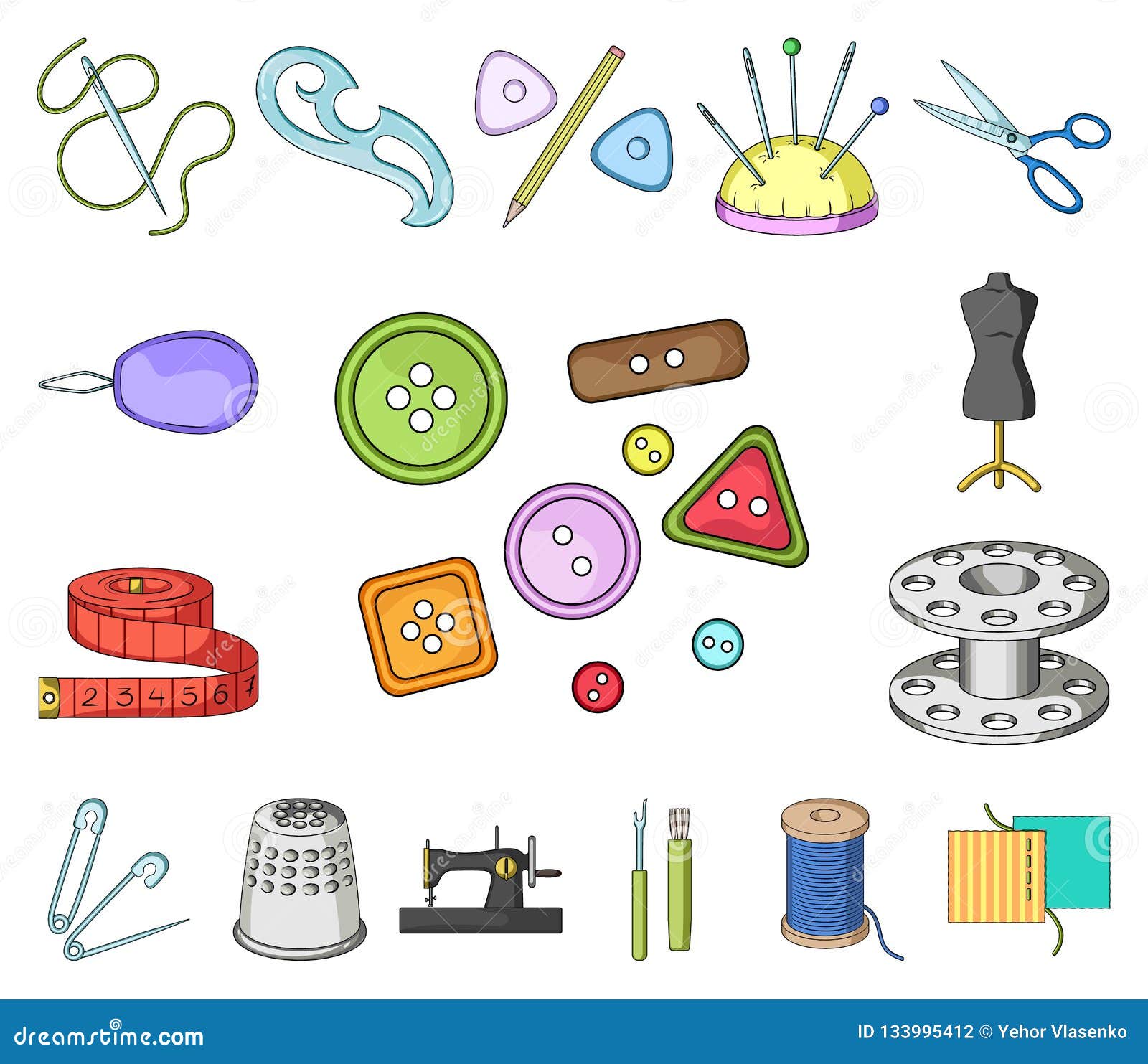 Sewing, Atelier Cartoon Icons in Set Collection for Design. Tool Kit ...