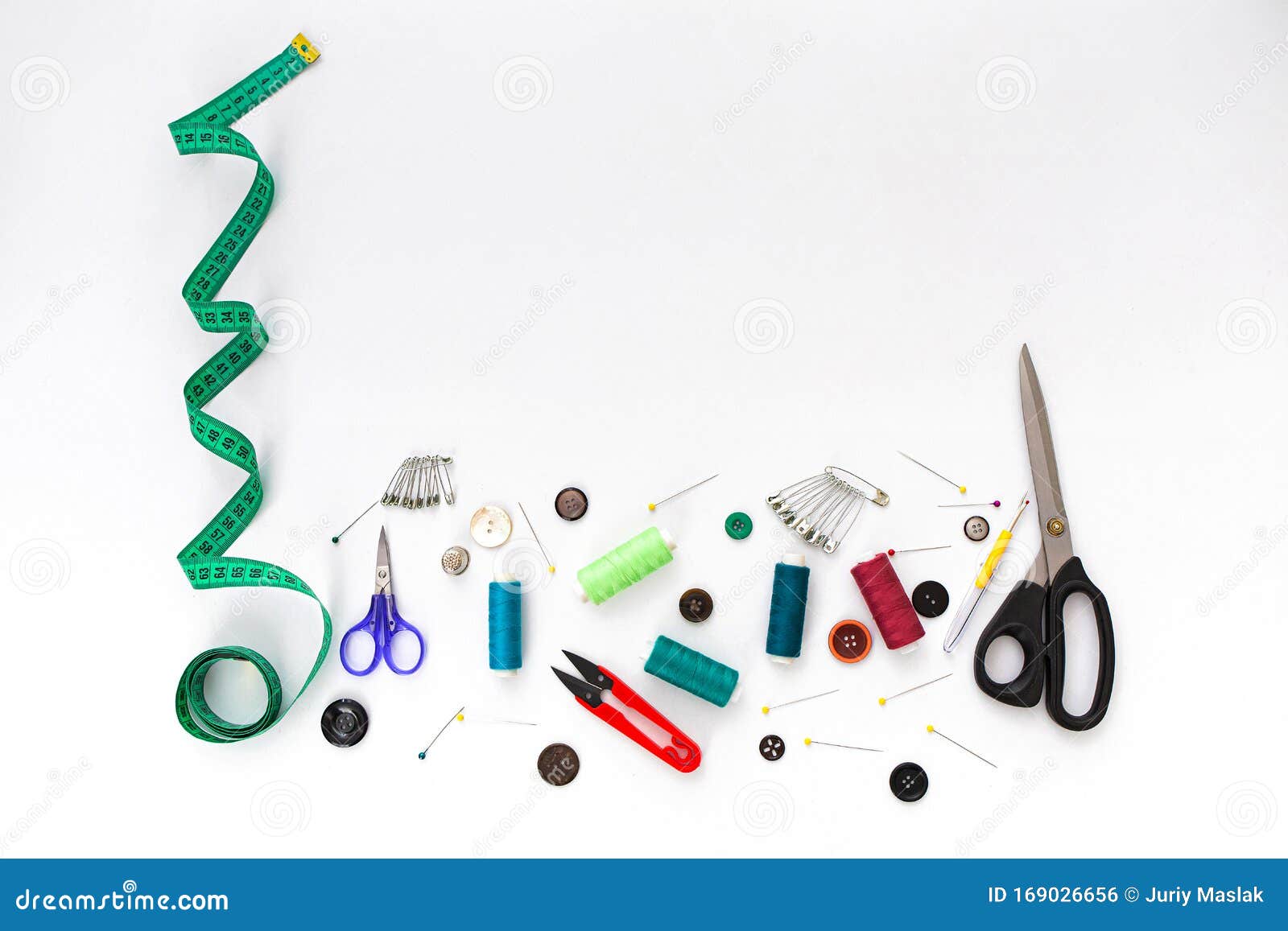 Sewing Background. Set of Tailoring Tools on White Background Stock Photo -  Image of textile, tailor: 169026656