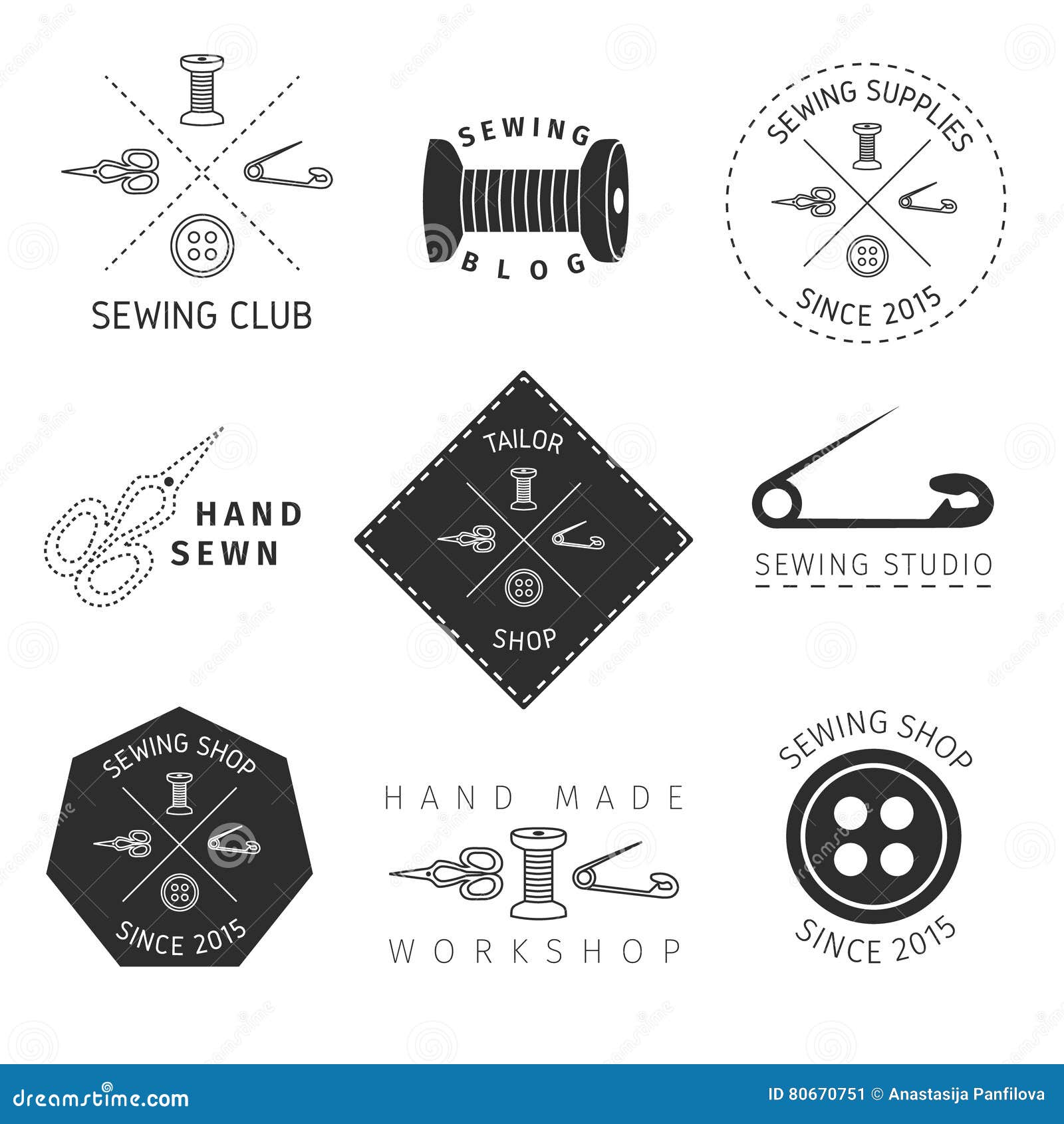 Sewing badges set. stock vector. Illustration of cushion 80670751