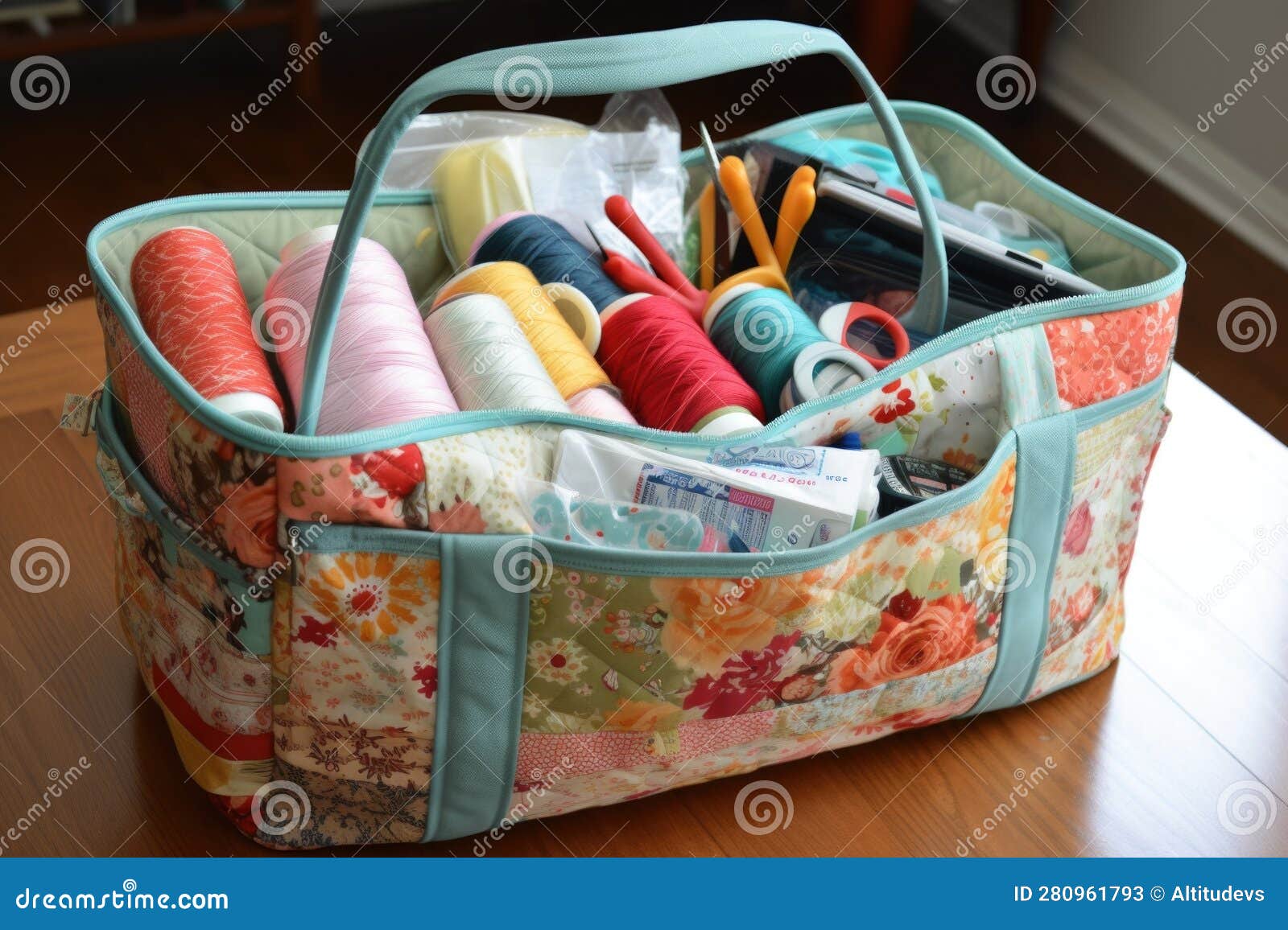 Sewing Bag with Compartments for Different Supplies and Tools Stock