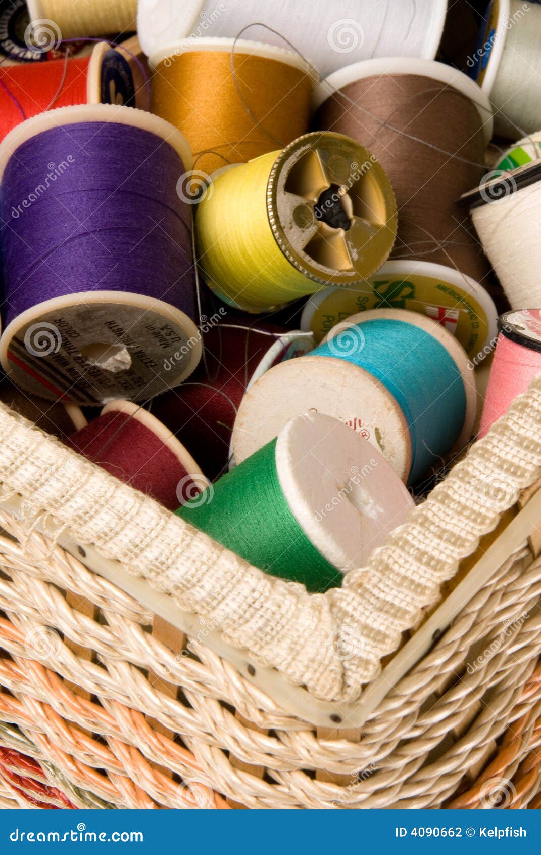 Sewing basket and thread stock photo. Image of stitch 4090662