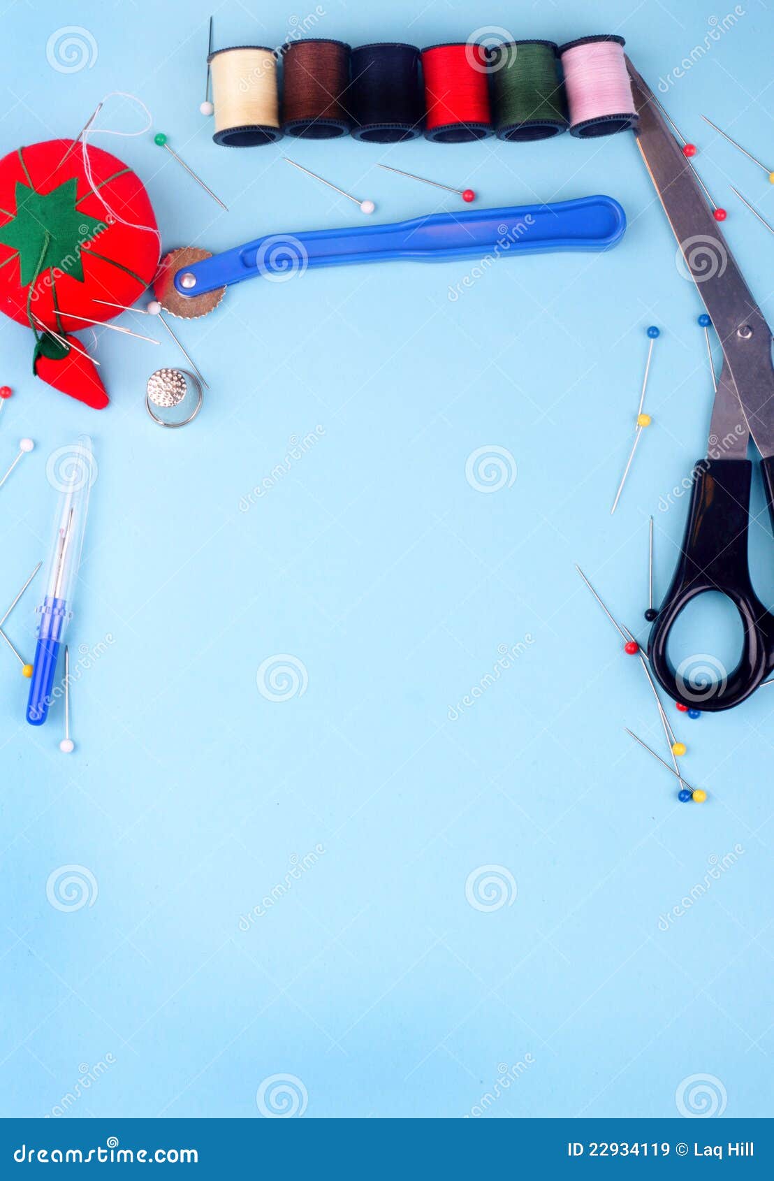 Sewing Border On Blue Royalty Free Stock Images Image 22934119