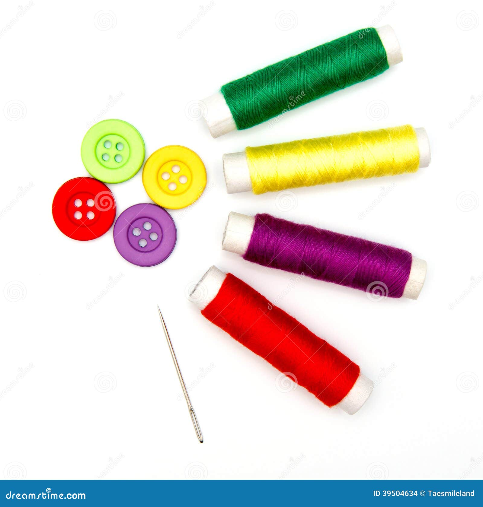 Sewing Buttons and Needle with Thread Stock Photo Image of assortment