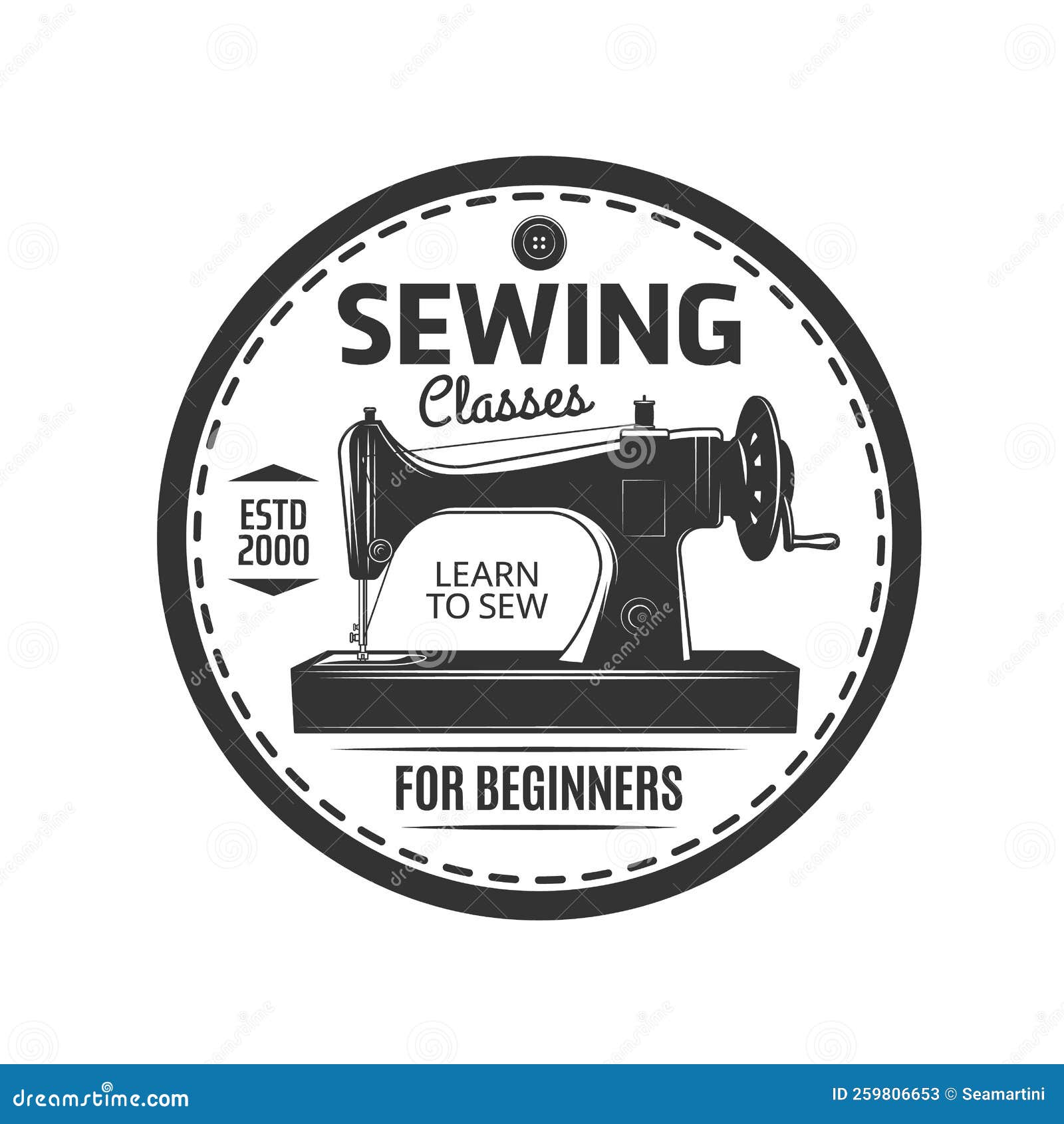 Sewing Classes Icon, Seamstress or Tailor Stock Vector