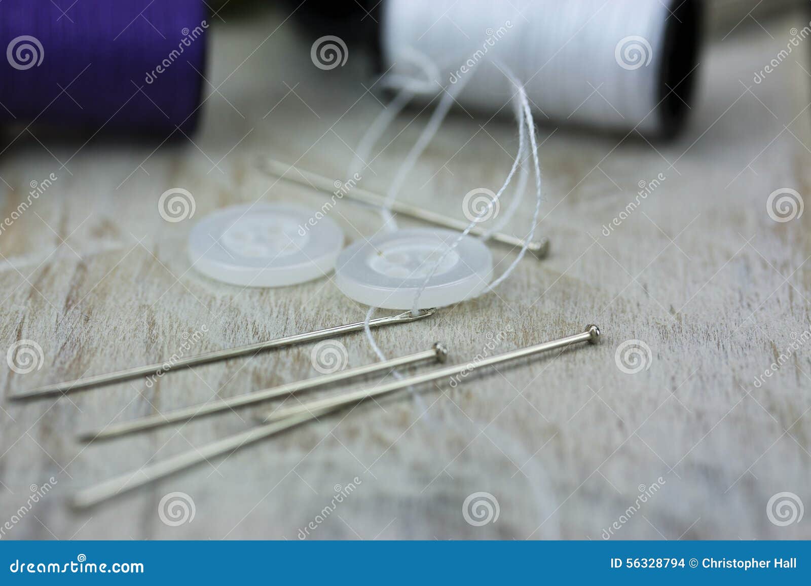 Sewing Cotton Needle and Pins Stock Photo - Image of home, hobby: 56328794