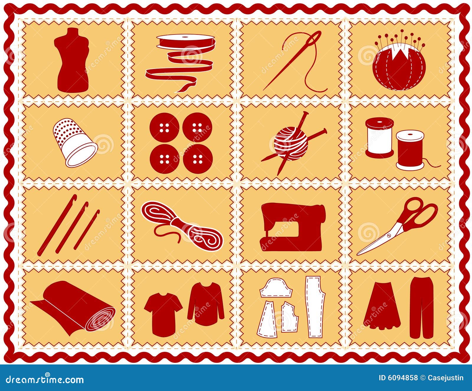 Sewing & Craft Icons, Rickrack Frame Stock Vector - Illustration of ...