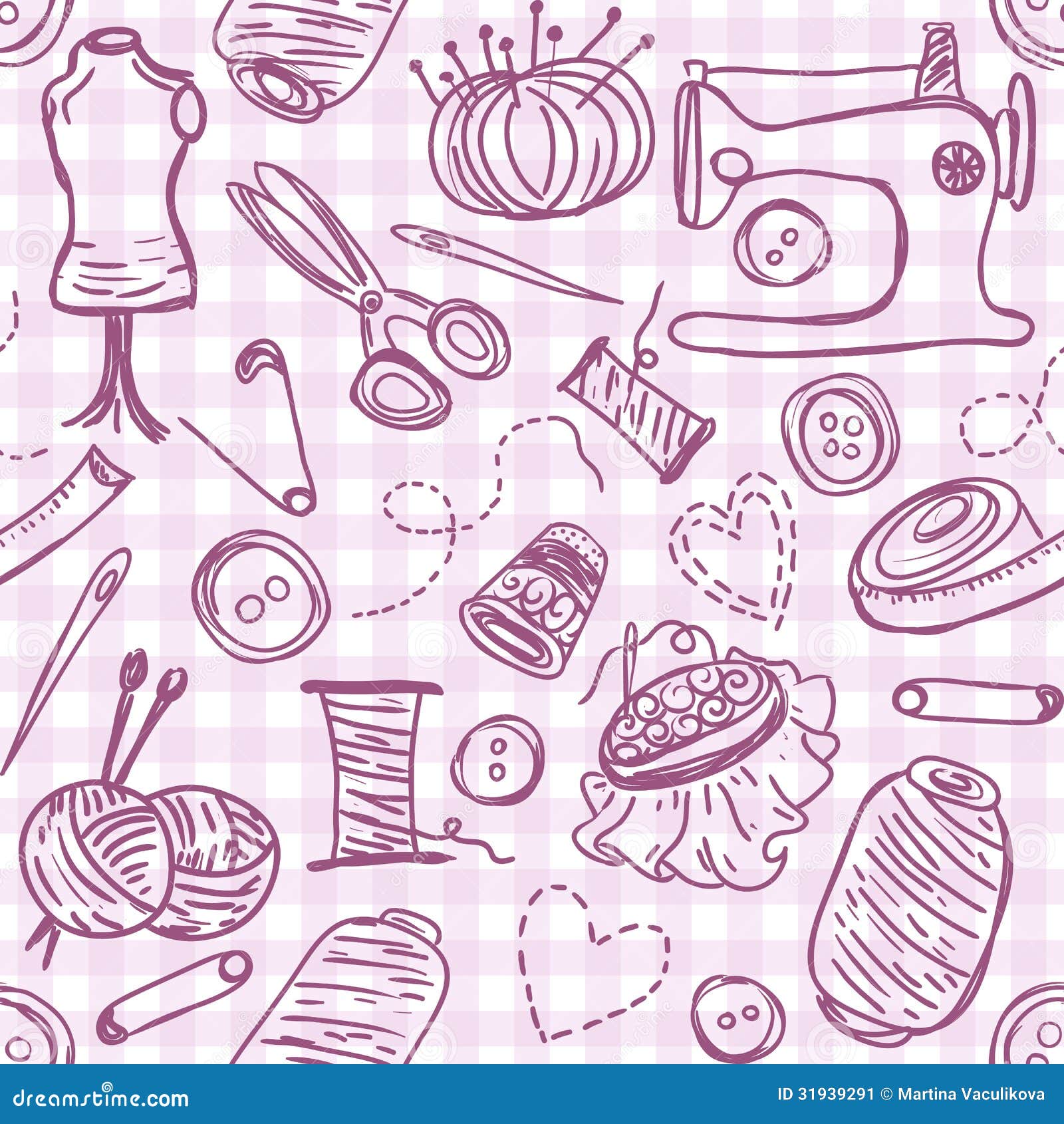 Sewing doodles stock vector. Illustration of homemade 31939291