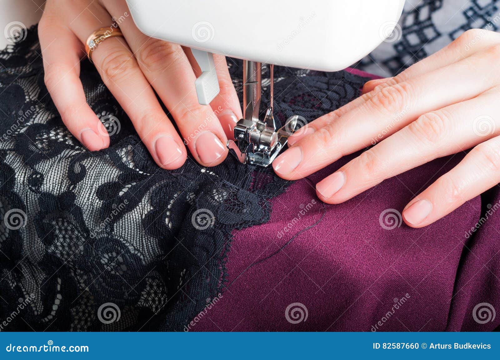 Sewing Dress with Sewing Machine Stock Photo Image of metal, machine